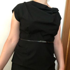 Michael Kors Black Draped Dress with Belt